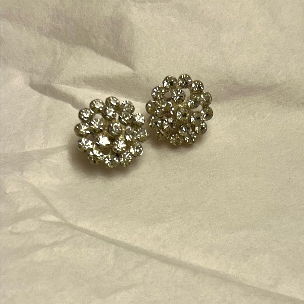Silver Crystal Cluster Earrings